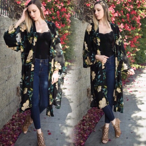 Last 1 New Gorgeous Boho Floral Kimono Duster - Picture 6 of 6